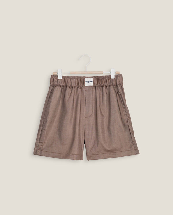 Angarde Short Homme Uni Chocolat En Tencel