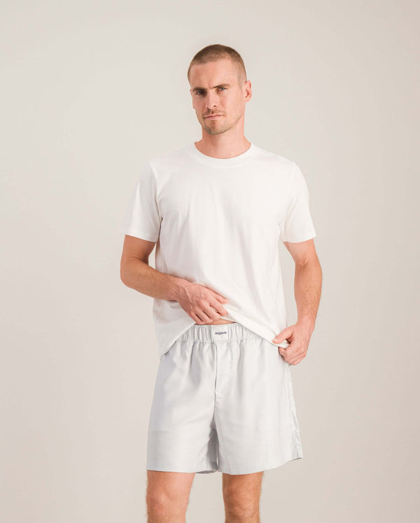 Angarde Short Pyjama Homme Uni Bleu En Tencel