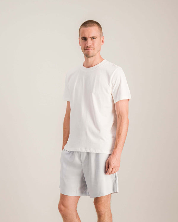 Angarde Short Pyjama Homme Uni Bleu En Tencel