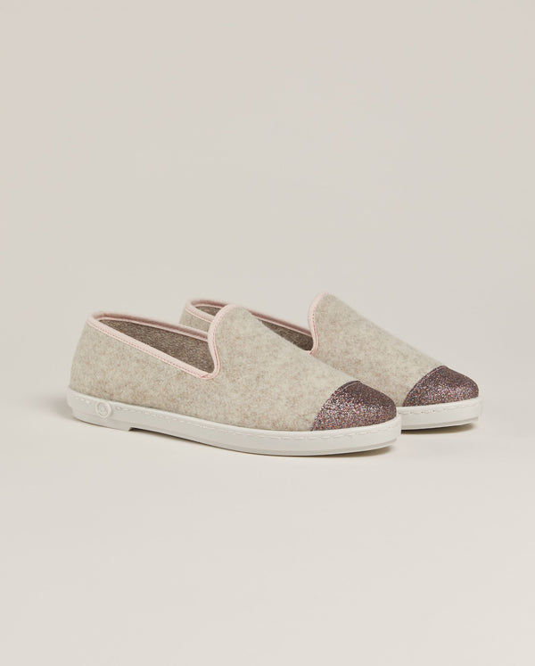 angarde Chausson femme beige paillettes multicolores