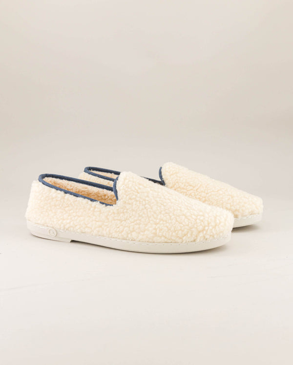 angarde Chausson homme en bouclette de laine blanc jean