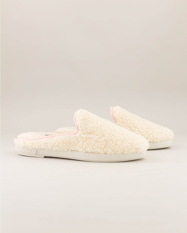 angarde Mule femme blanc rose en bouclette de laine