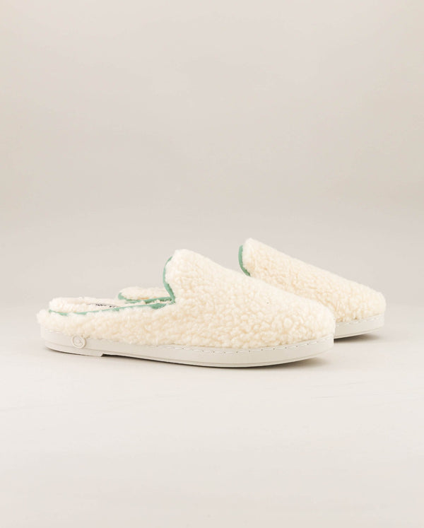 angarde Mule femme blanc sauge en bouclette de laine