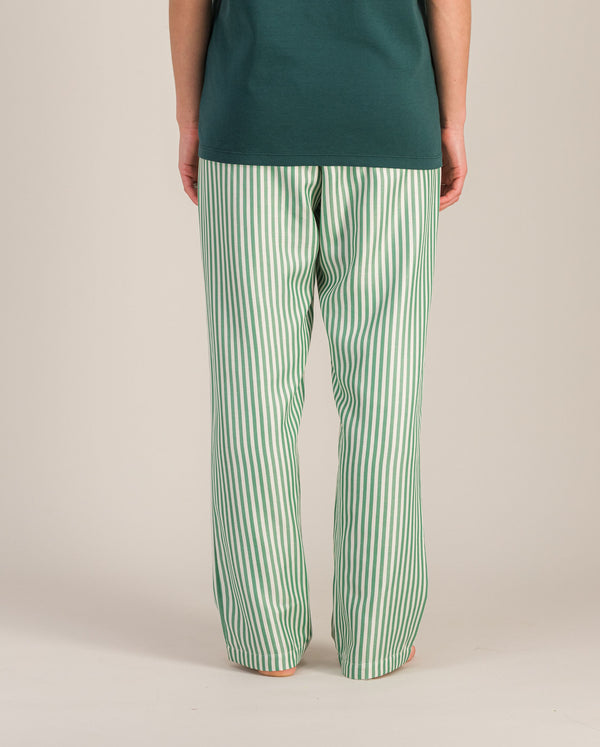 Angarde Pantalon Pyjama Femme à Rayures Vert En Tencel