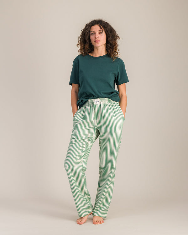 angarde Pantalon pyjama femme à rayures vert en Tencel