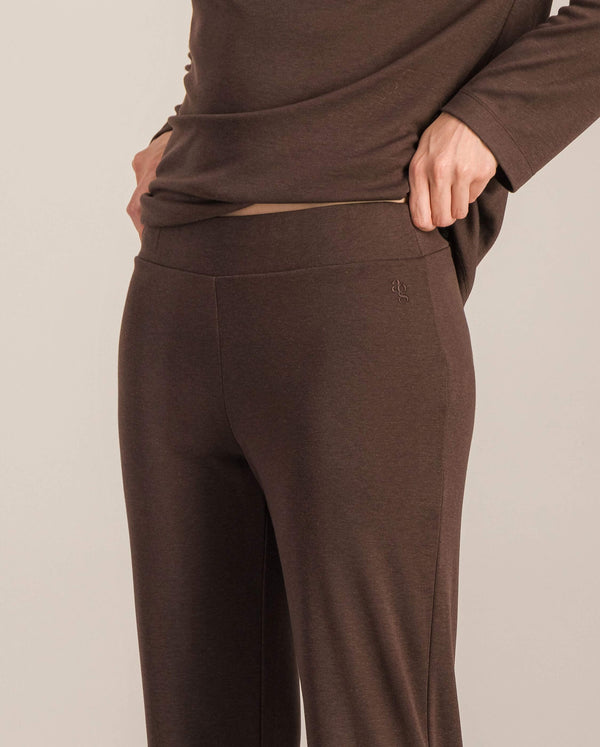 Angarde Pantalon Pyjama Femme Uni Chocolat En Tencel