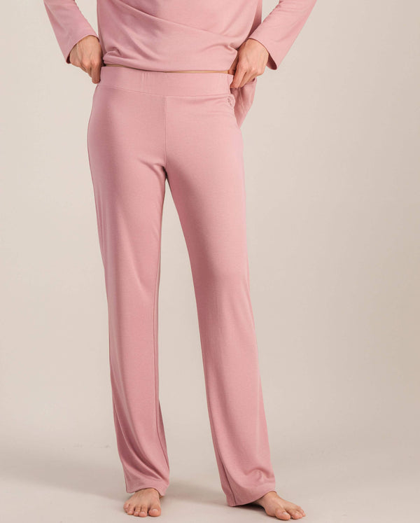 Angarde Pantalon Pyjama Femme Uni Vieux Rose En Tencel