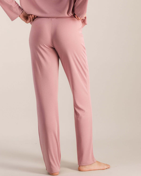 Angarde Pantalon Pyjama Femme Uni Vieux Rose En Tencel