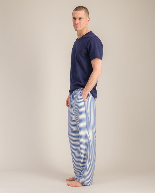 Angarde Pantalon Pyjama Homme à Rayures Azur En Tencel