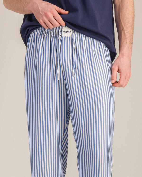 angarde Pantalon pyjama homme à rayures azur en Tencel