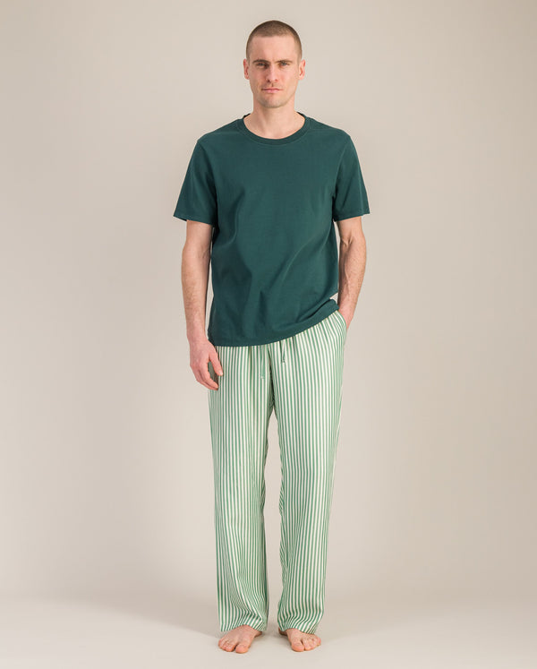 Angarde Pantalon Pyjama Homme à Rayures Vert En Tencel