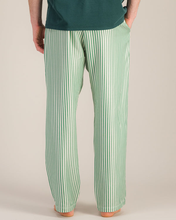 Angarde Pantalon Pyjama Homme à Rayures Vert En Tencel