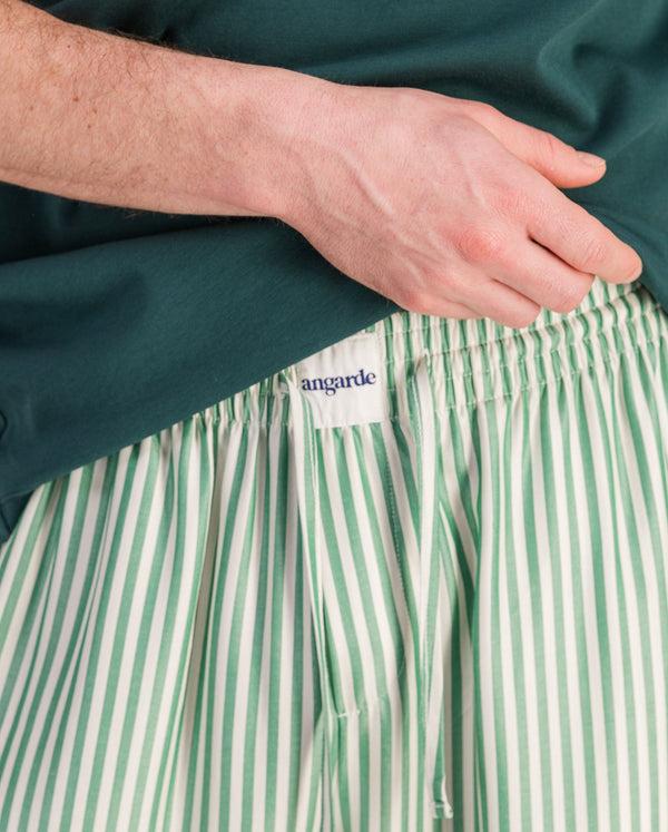 Angarde Pantalon Pyjama Homme à Rayures Vert En Tencel