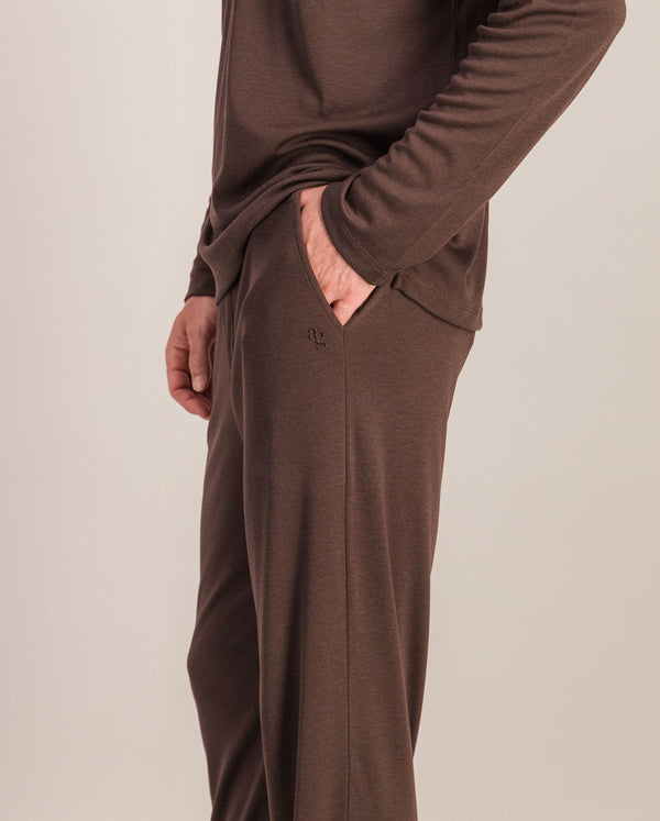 Angarde Pantalon Pyjama Homme Uni Chocolat En Tencel