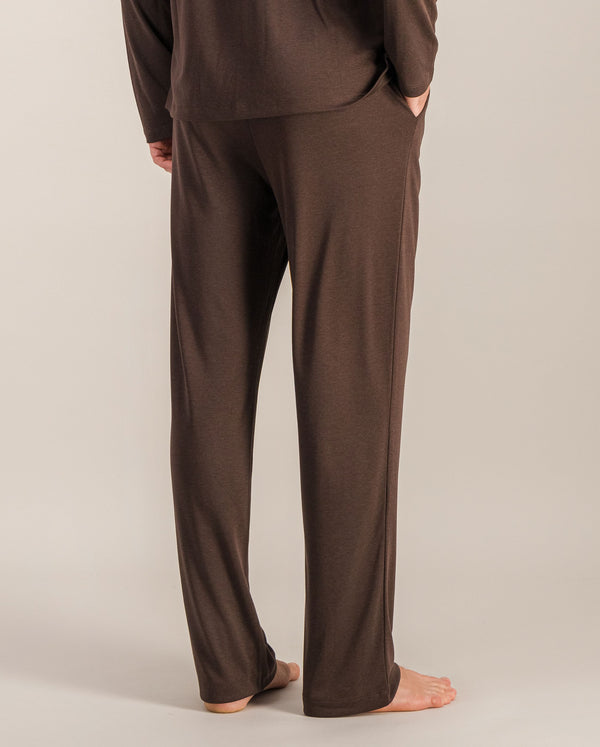 Angarde Pantalon Pyjama Homme Uni Chocolat En Tencel