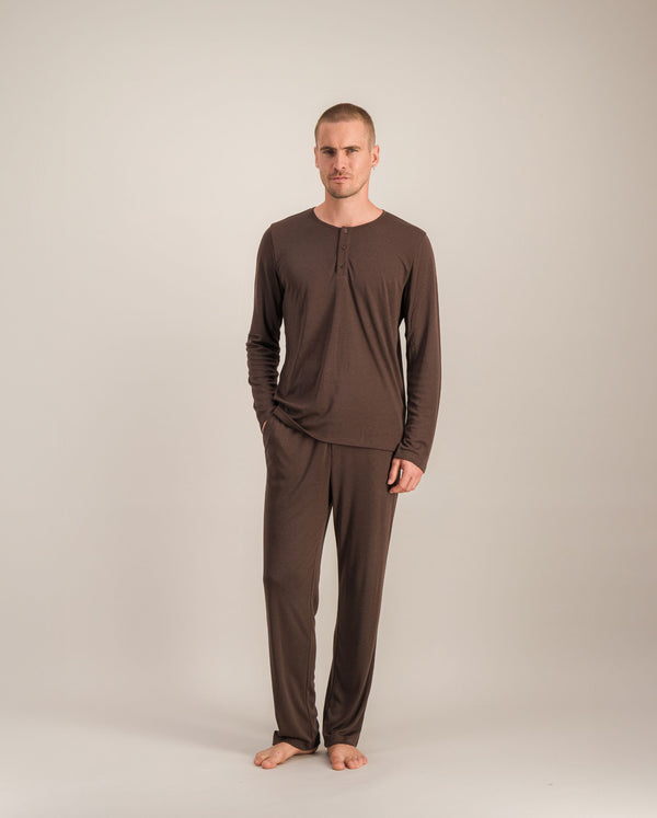 Angarde Pantalon Pyjama Homme Uni Chocolat En Tencel