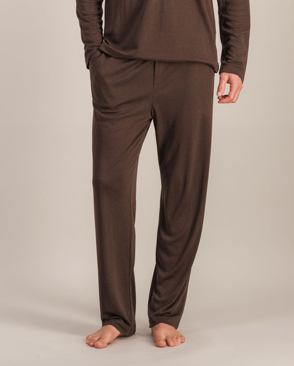 angarde Pantalon pyjama homme uni chocolat en Tencel