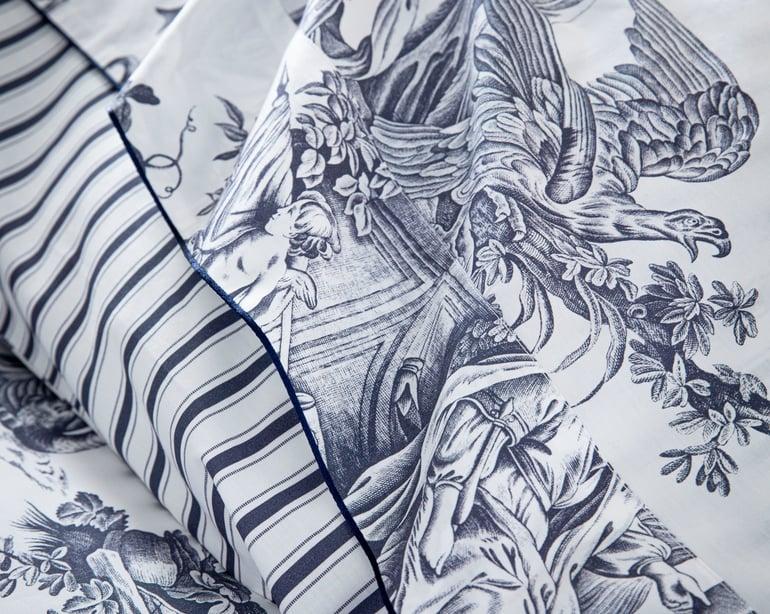 Anne De Solène DRAP PLAT 4 Continents · Blanc/Bleu