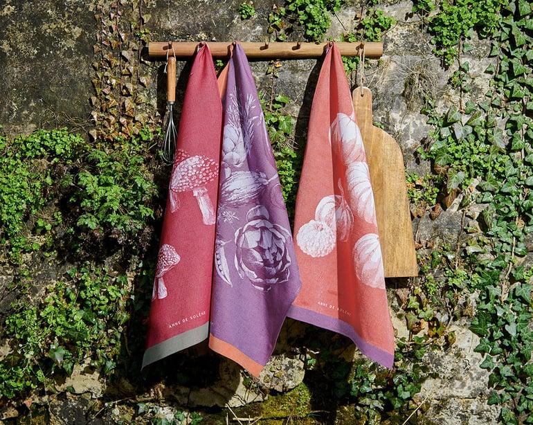 anne de solène LOT DE 3 TORCHONS Nature enchantée