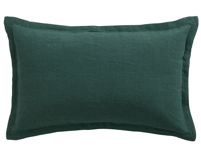 anne de solène COUSSIN LIN LAVE Rectangulaire · Vert Sapin