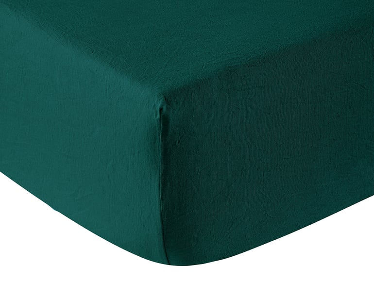 anne de solène DRAP HOUSSE Lin Lavé Lina · Vert Sapin