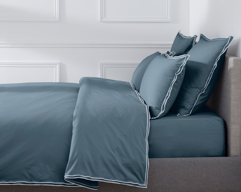 Anne De Solène DRAP HOUSSE Pure White Percale Lavée · Blue