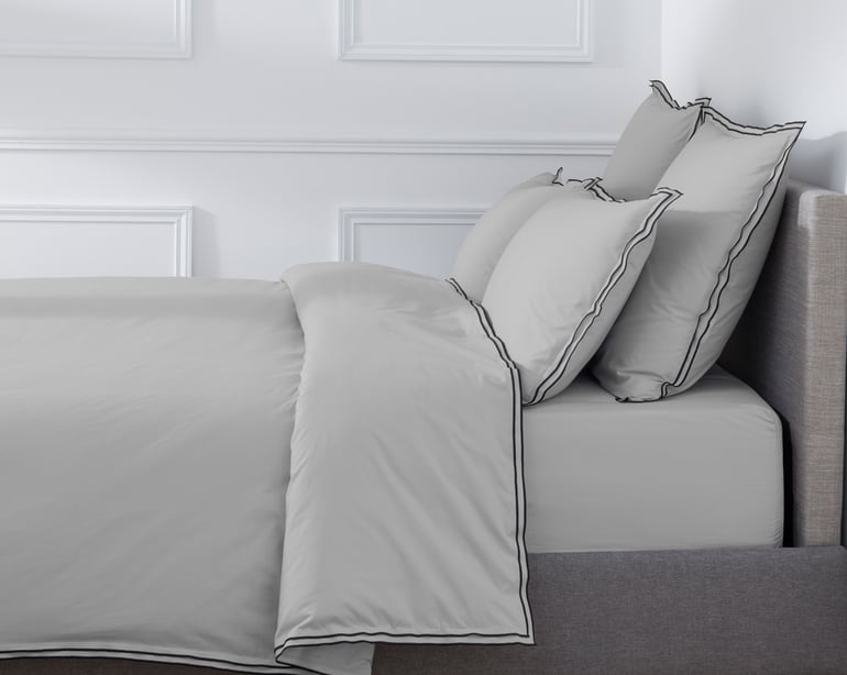 Anne De Solène DRAP HOUSSE Pure White Percale Lavée · Light Grey