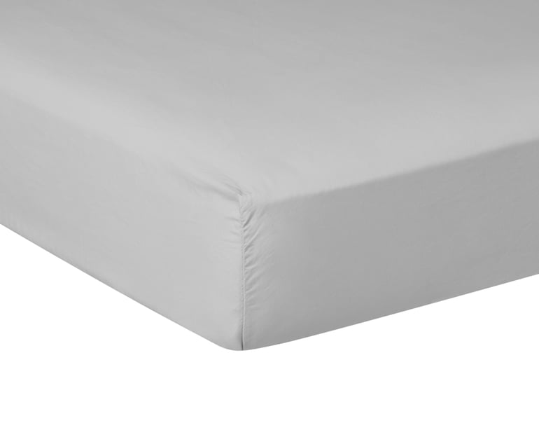 anne de solène DRAP HOUSSE Pure White Percale Lavée · Light Grey