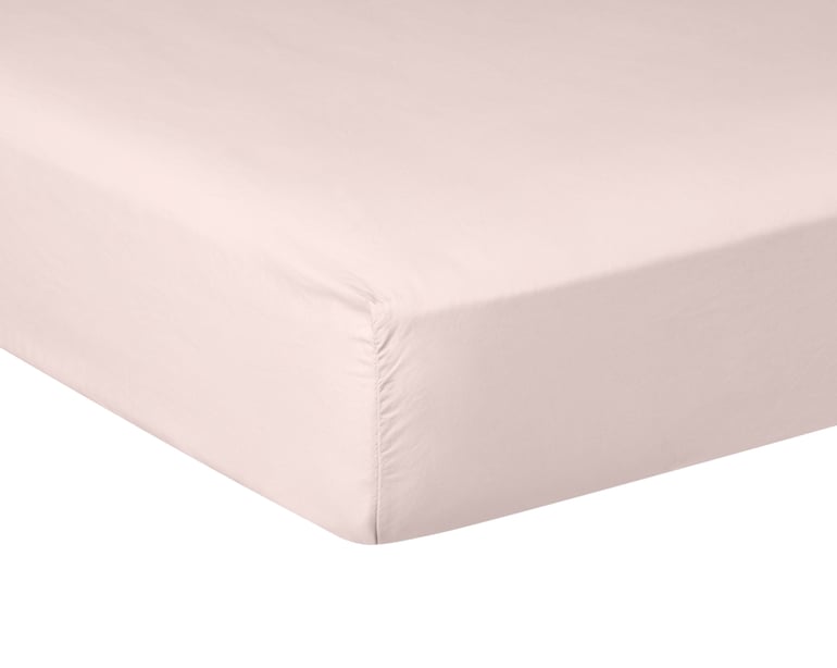 anne de solène DRAP HOUSSE Pure White Percale Lavée · Pink