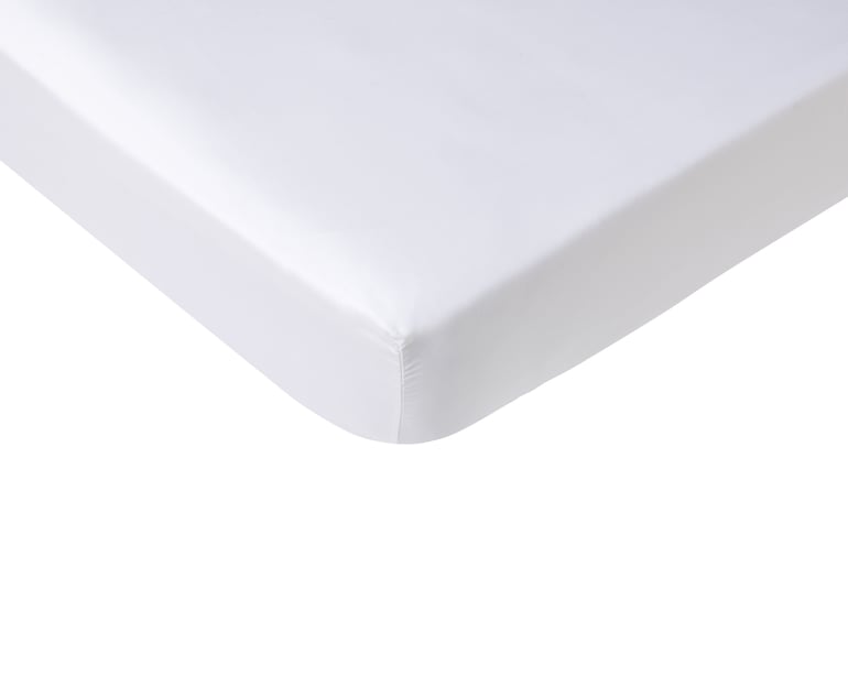 anne de solène DRAP HOUSSE Pure White Satin Lavé · Blanc