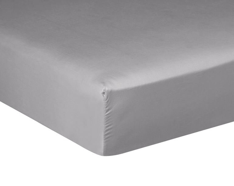 anne de solène DRAP HOUSSE Pure White Satin Lavé · Stone