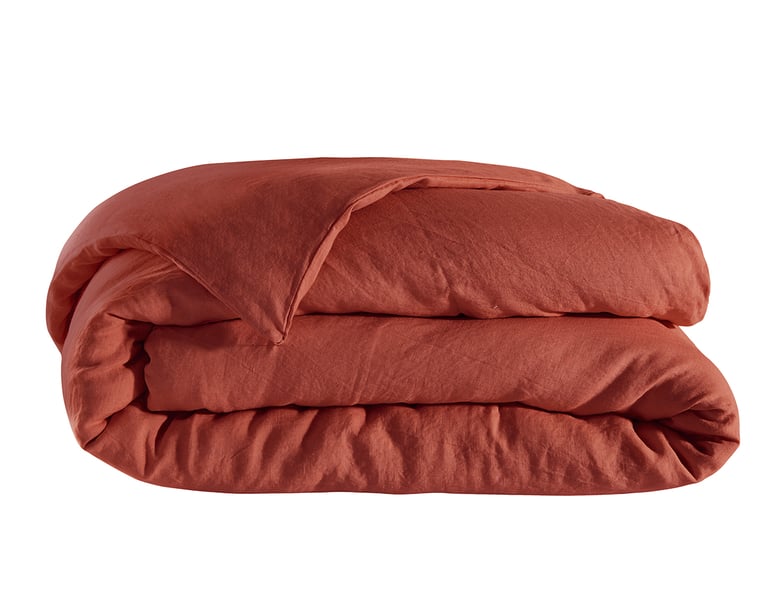 Anne De Solène HOUSSE DE COUETTE Lin Lavé Lina · Terracotta