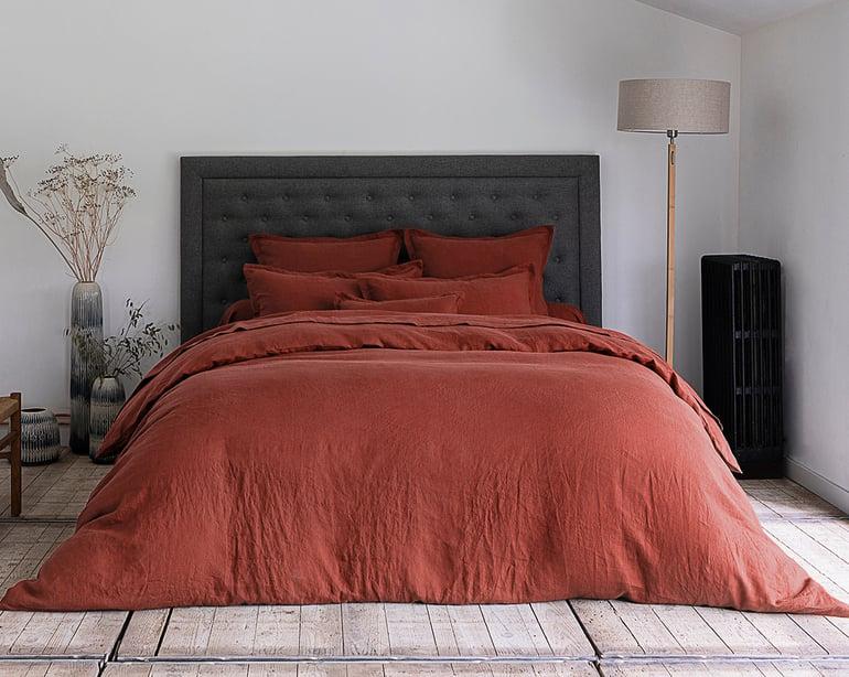 anne de solène HOUSSE DE COUETTE Lin Lavé Lina · Terracotta