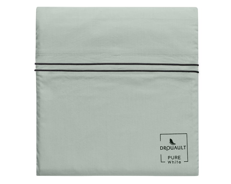 Anne De Solène HOUSSE DE COUETTE Pure White Percale Lavée · Light Green · Finition Black