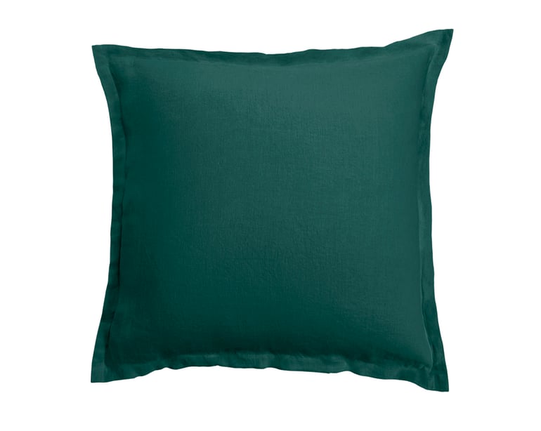 anne de solène TAIE D'OREILLER Lin Lavé Lina · Vert Sapin