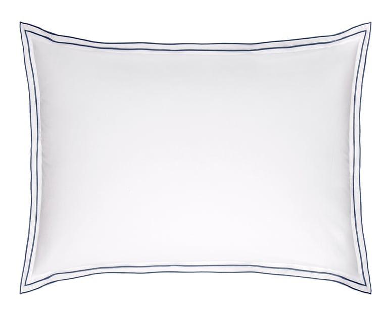 Anne De Solène TAIE D'OREILLER Pure White Percale Lavée · Blanc · Finition Denim