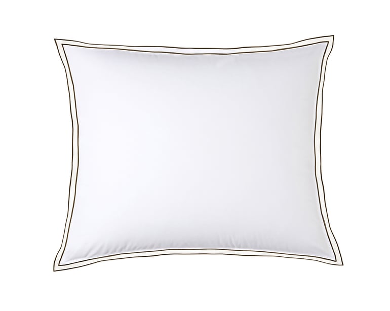 Anne De Solène TAIE D'OREILLER Pure White Percale Lavée · Blanc · Finition Mokka