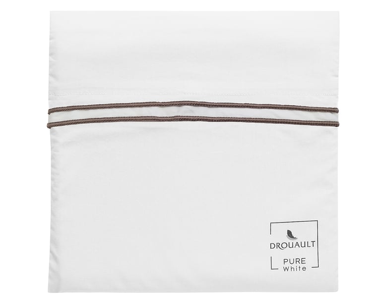 Anne De Solène TAIE D'OREILLER Pure White Percale Lavée · Blanc · Finition Mokka