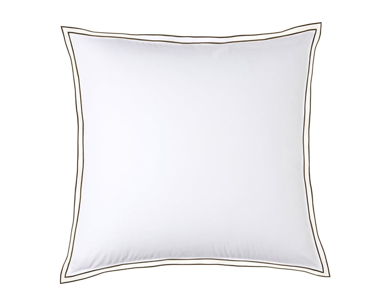 anne de solène TAIE D'OREILLER Pure White Percale Lavée · Blanc · Finition Mokka