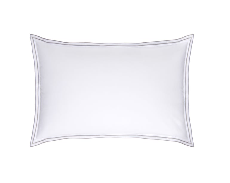 Anne De Solène TAIE D'OREILLER Pure White Percale Lavée · Blanc · Finition Grise Claire