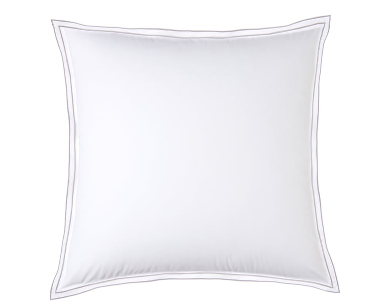 anne de solène TAIE D'OREILLER Pure White Percale Lavée · Blanc · Finition Grise Claire