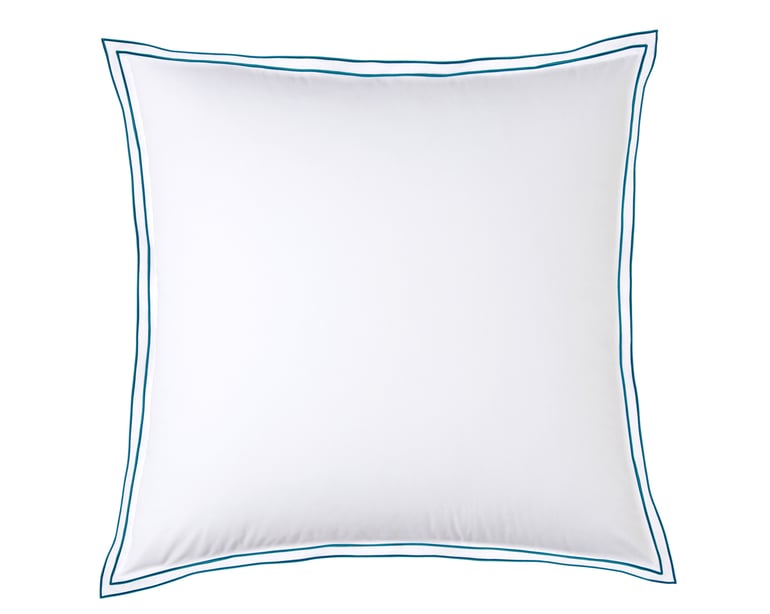 anne de solène TAIE D'OREILLER Pure White Percale Lavée · Blanc · Finition Paon