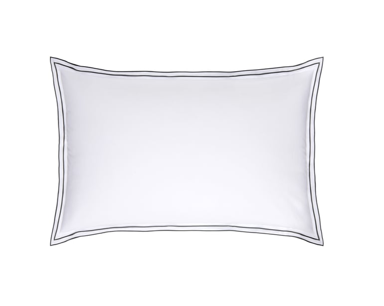 Anne De Solène TAIE D'OREILLER Pure White Percale Lavée · Blanc · Finition Noire