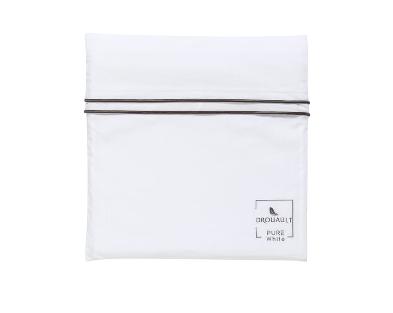 Anne De Solène TAIE D'OREILLER Pure White Percale Lavée · Blanc · Finition Noire