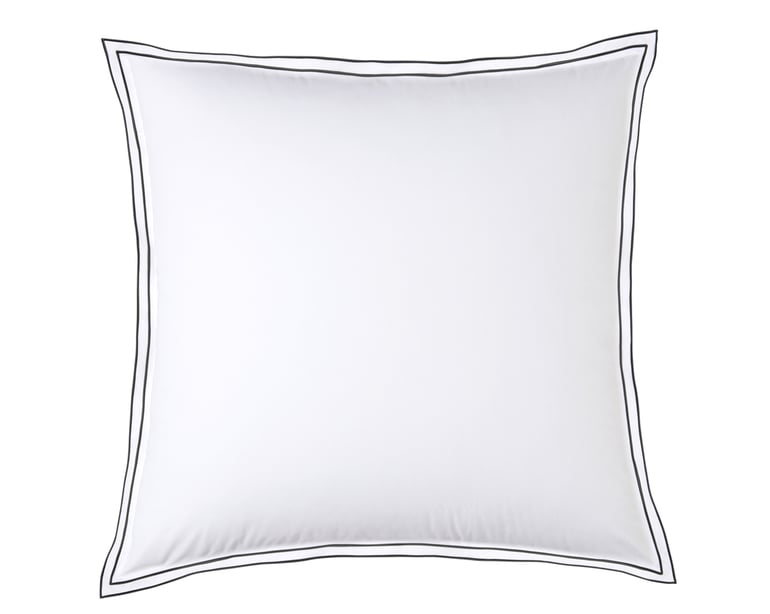 anne de solène TAIE D'OREILLER Pure White Percale Lavée · Blanc · Finition Noire