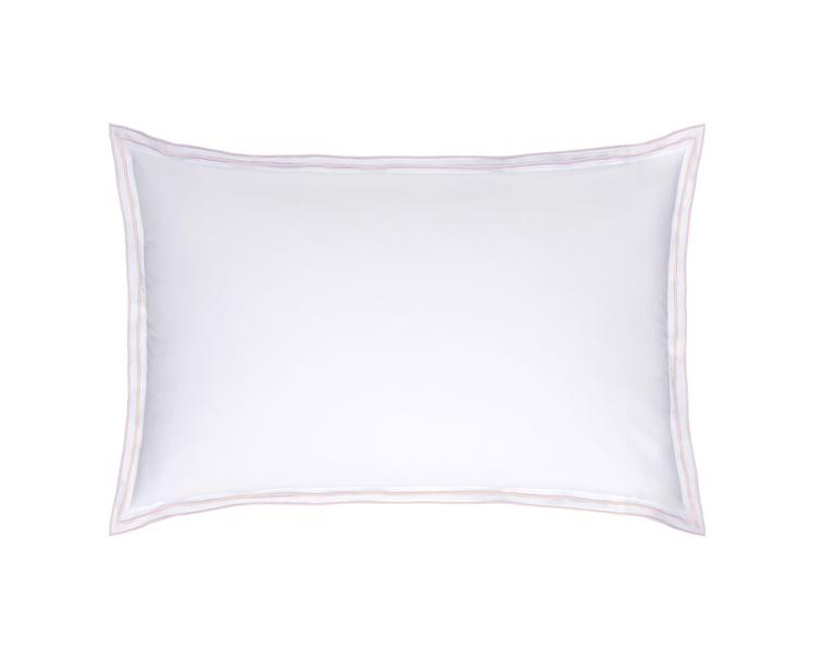 Anne De Solène TAIE D'OREILLER Pure White Percale Lavée · Blanc · Finition Blush