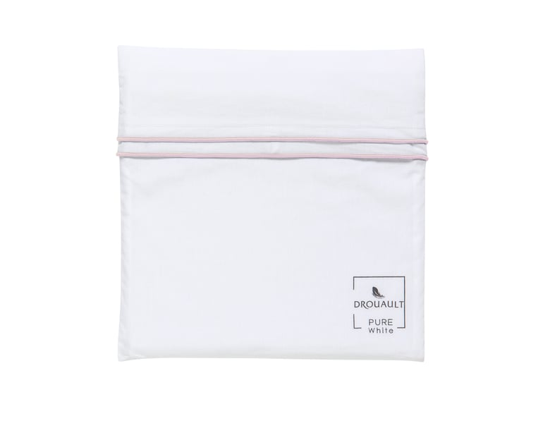 Anne De Solène TAIE D'OREILLER Pure White Percale Lavée · Blanc · Finition Blush