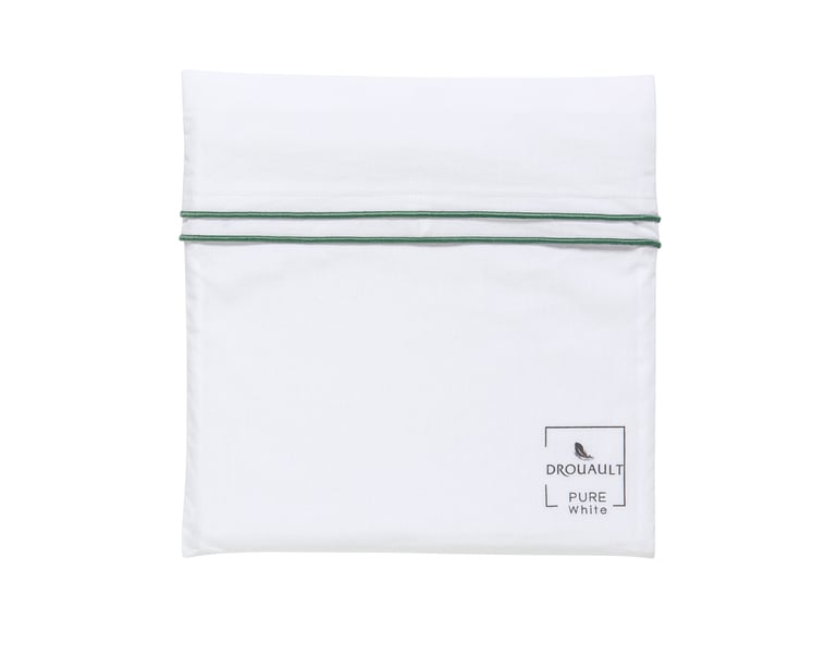 Anne De Solène TAIE D'OREILLER Pure White Percale Lavée · Blanc · Finition Menthe