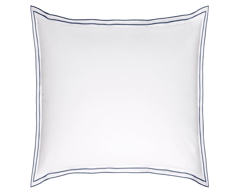 anne de solène TAIE D'OREILLER Pure White Percale Lavée · Blanc · Finition Denim