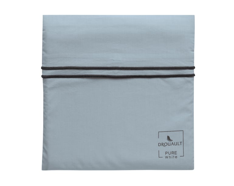 Anne De Solène TAIE D'OREILLER Pure White Percale Lavée · Blue · Finition Black